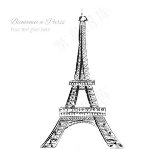 手绘埃菲尔铁塔矢量素材