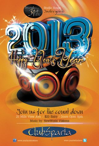 2013新年主题海报PSD素材下