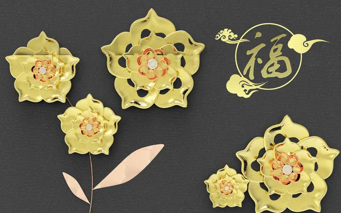 金属花设计纹理背景墙装饰画(9071X5669(DPI:72))psd模版下载