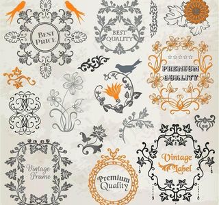 欧式花纹 古典花纹 边框 小鸟图片