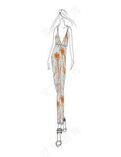 深V吊带裙设计图