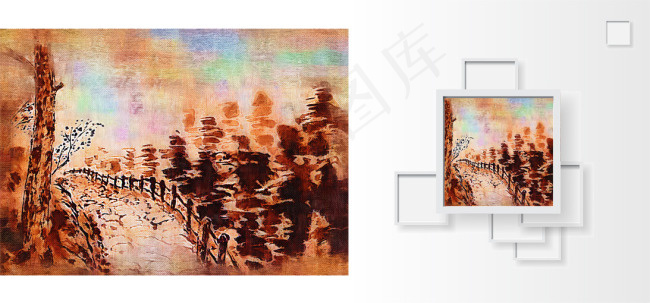 风景挂画装饰画(7087X3307(DPI:300))psd模版下载