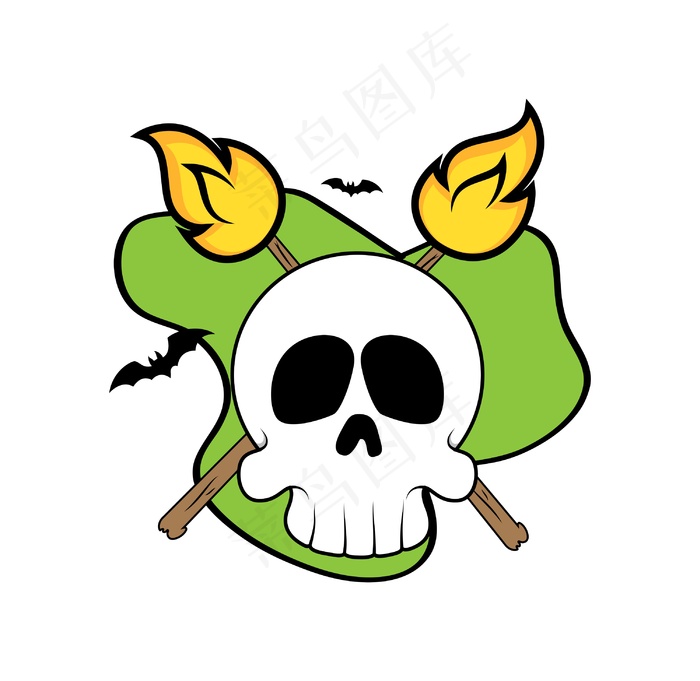 万圣节骷髅脸火矢量图形