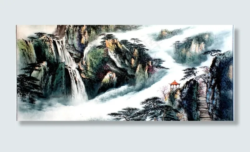 流云飞瀑图片