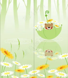 矢量池塘美景图片