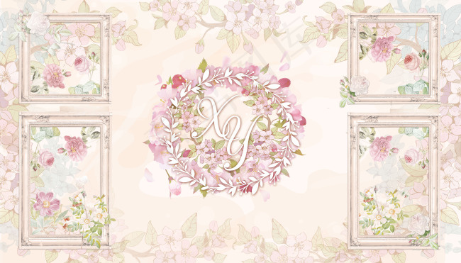 婚礼粉色系背景(8268X4724(DPI:300))psd模版下载