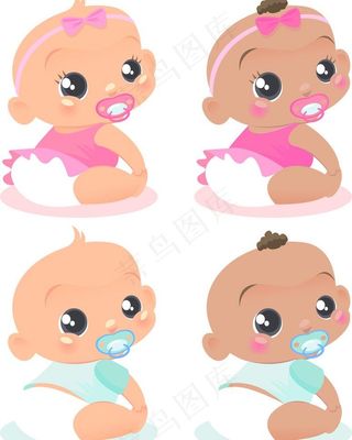 可爱外国婴儿矢量素材图片