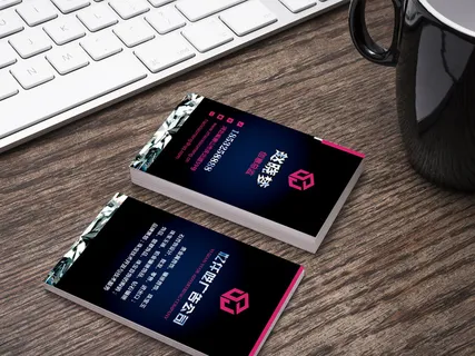 时尚珠宝店蓝色底钻石装饰名片名牌