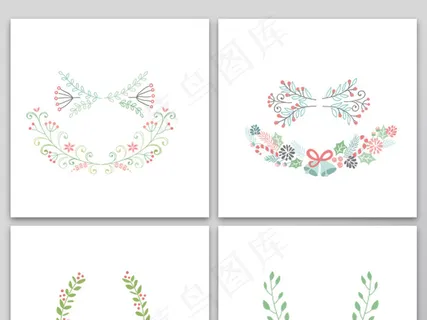 森系手绘唯美植物边框浪漫底纹素材