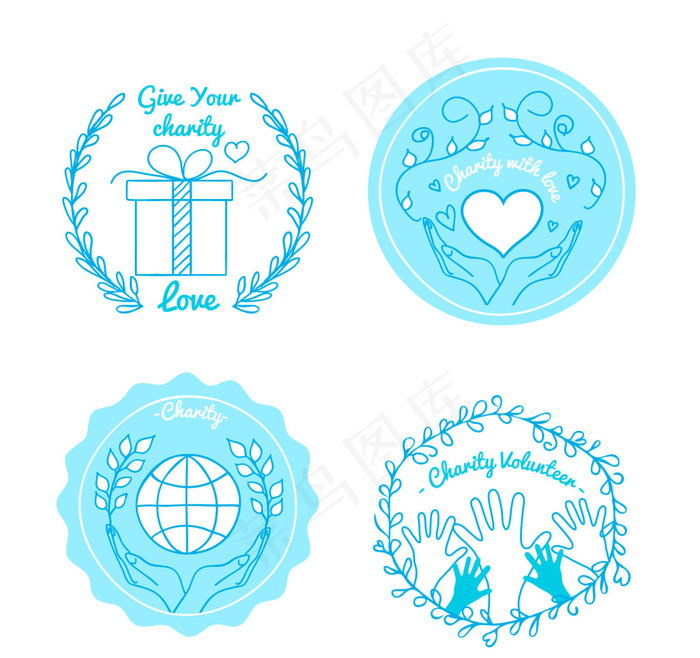 手绘慈善蓝色徽章