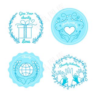 手绘慈善蓝色徽章