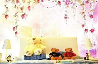 儿童房背景墙图案图片