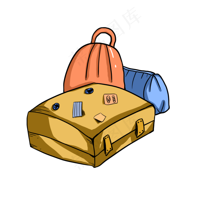 旅行行李箱卡通手绘插画