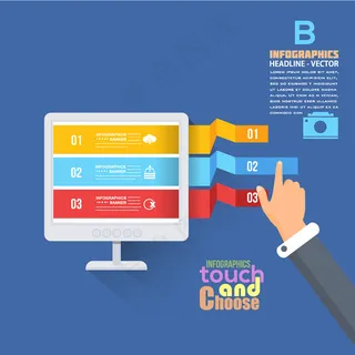 办公人物矢量扁平化蓝色科技插画