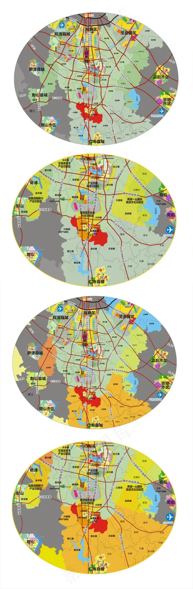 成都天府新区规划地图 南延线交通经...cdr矢量模版下载