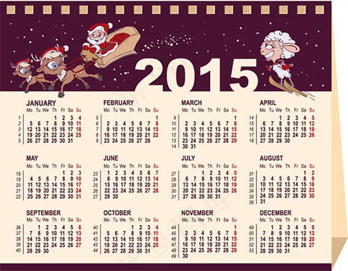 2015年羊年炫酷日历系列之3ai矢量模版下载