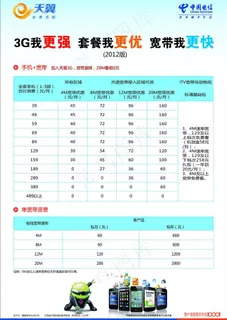 天翼 资费表 dm宣传单图片