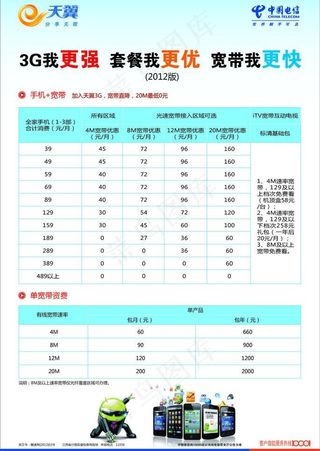 天翼 资费表 dm宣传单图片