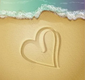 沙滩爱心背景图片
