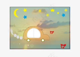 卡通画面小汽车