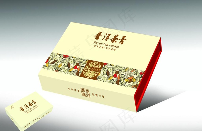 普洱茶膏礼盒(展开图)图片cdr矢量模版下载