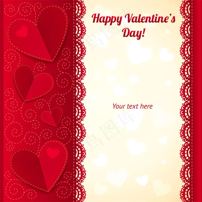 红心蕾丝情人节图片eps,ai矢量模版下载
