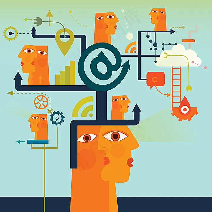 信息科技插画eps,ai矢量模版下载