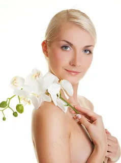 金发美女与花朵图片