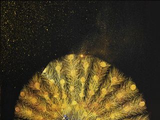 高档富贵金色孔雀开屏背景素材