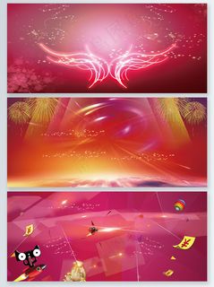 红色大气喜庆烟花粒子光效banner背景