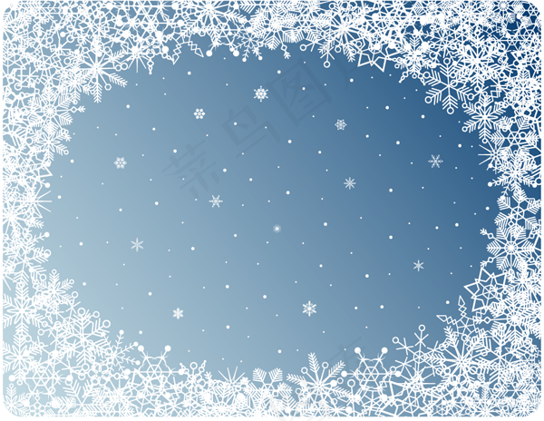 反白花纹雪花蒙板边框矢量素材