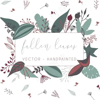 手绘植物花卉花环图案素材