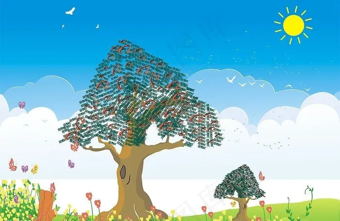 失量风景画图片cdr矢量模版下载