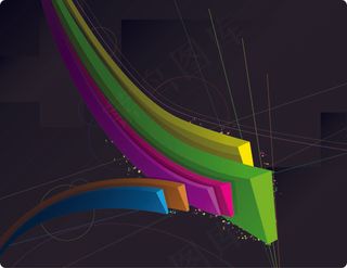 彩色立体动感线条矢量素材