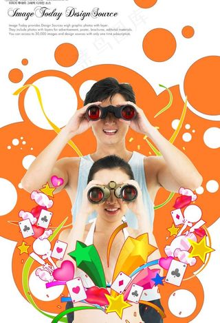 美女 模特 望远镜 扑克图片