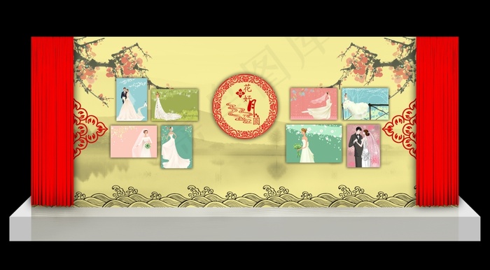 唯美婚礼签到处效果图psd模版下载