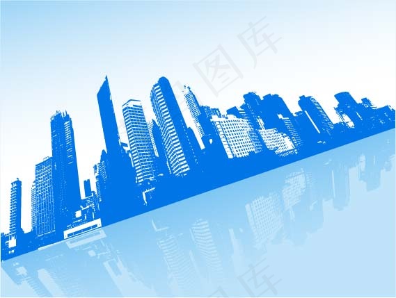 都市题材的蓝色高楼大厦矢量素材eps,ai矢量模版下载