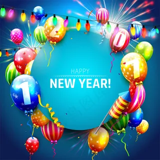 彩色气球烟花背景图片