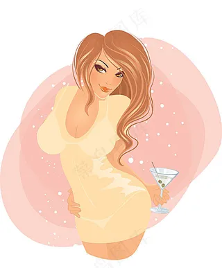 拿酒杯的性感美女