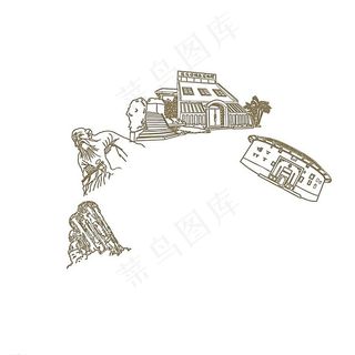 手绘名胜景区图片