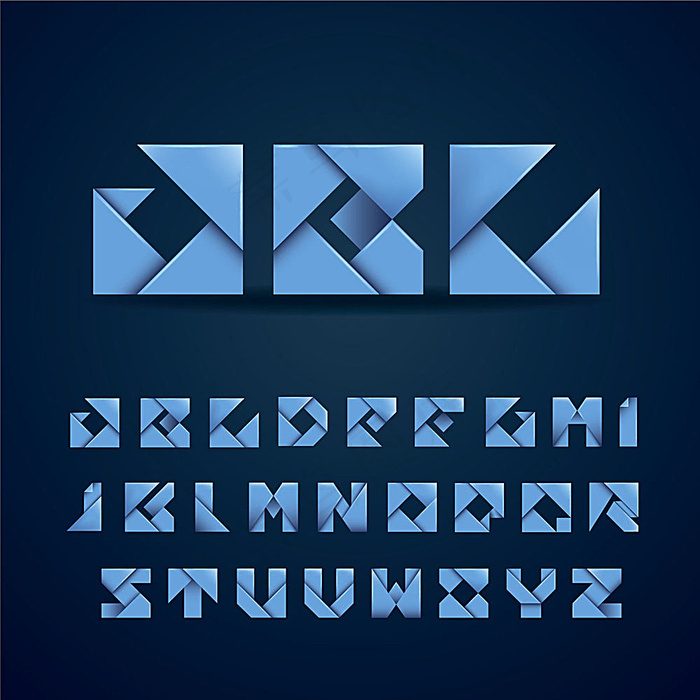 矢量折纸字体设计eps,ai矢量模版下载