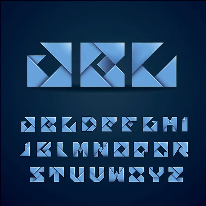 矢量折纸字体设计eps,ai矢量模版下载