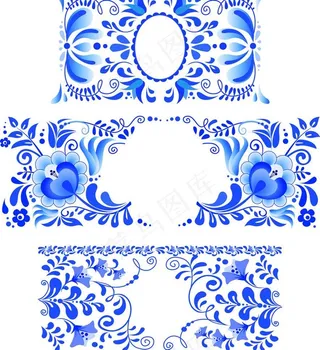 蓝色欧式花纹图片