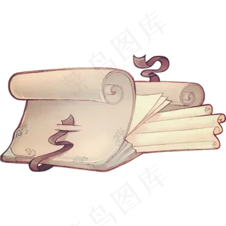 复古牛皮纸卷轴纸张设计元素png免...