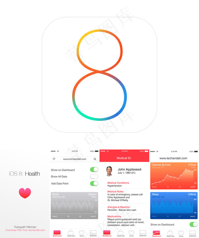 IOS8系统界面设计psd模版下载