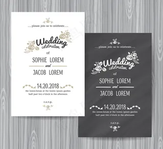 玫瑰花婚礼请贴矢量素材