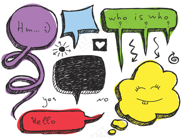 可爱的手工绘制的对话泡泡矢量素材4