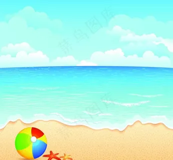 夏日海滩矢量素材图片