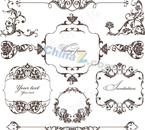 传统植物花纹矢量素材