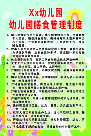 幼儿园膳食管理制度cdr矢量模版下载